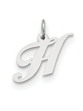 Beautiful Sterling Silver Rhodium-plated Small Elongated Pol Number 66 Charm